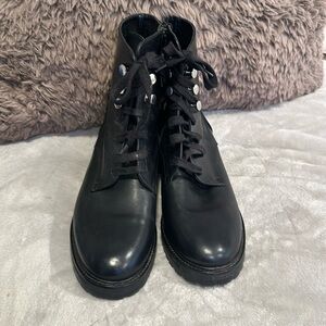 Napoleoni black leather ankle boots. Made in Italy. Size 39/8